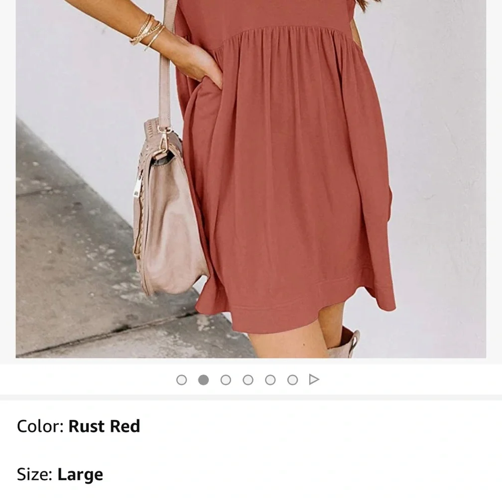 YIBOCK Women's Summer
Casual Twist Knot Short Puff
Sleeve Dresses Pleated Swing - Picture 2 of 7